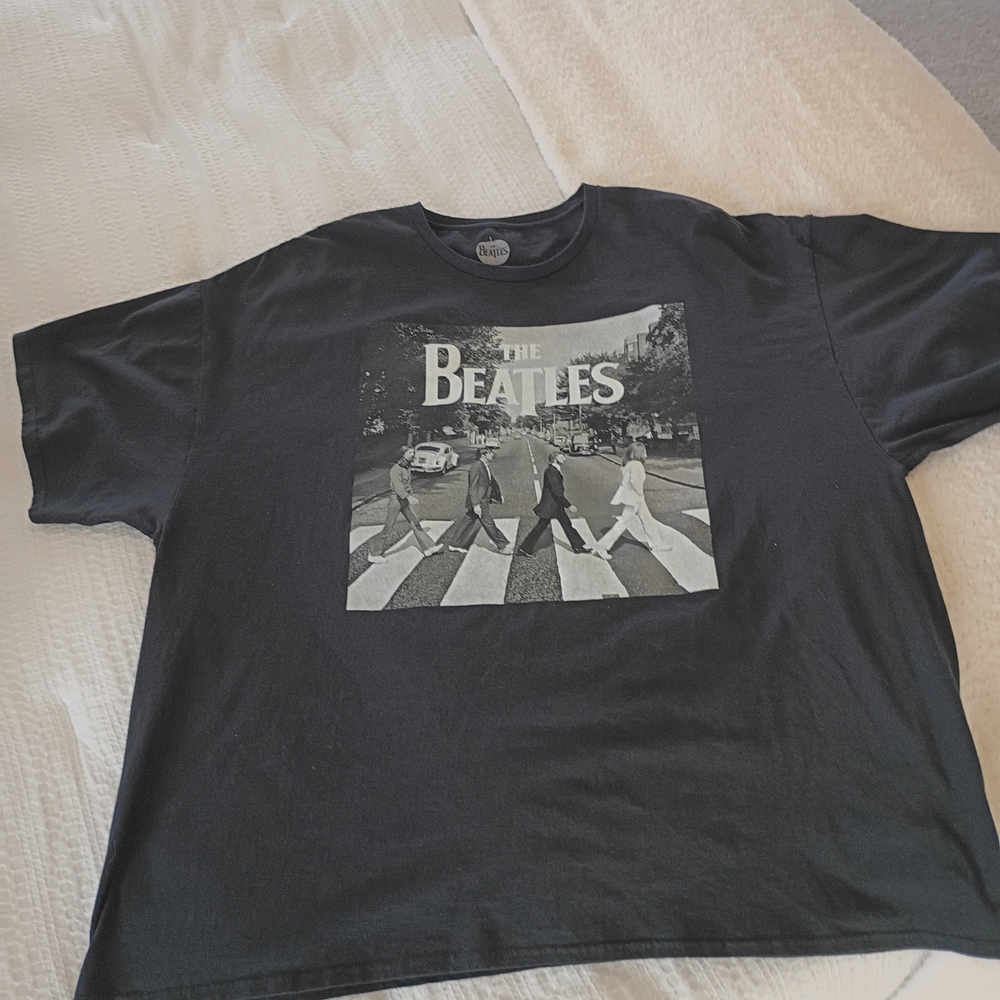 The Beatles Black Logo Crewneck Tee - White Print 3XL